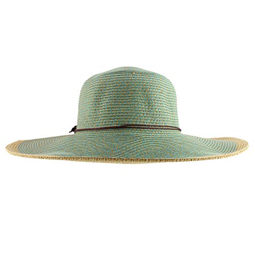 Trendy Apparel Shop Women's UPF 50+ Paper Braid Tweed Flat Brim Sun Hat