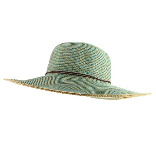 Trendy Apparel Shop Women's UPF 50+ Paper Braid Tweed Flat Brim Sun Hat