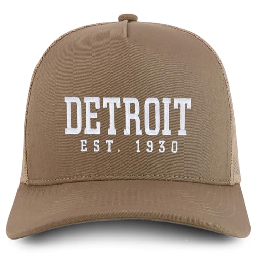 Trendy Apparel Shop Detroit Est.1930 Embroidered 5 Panel Snapback Trucker Cap