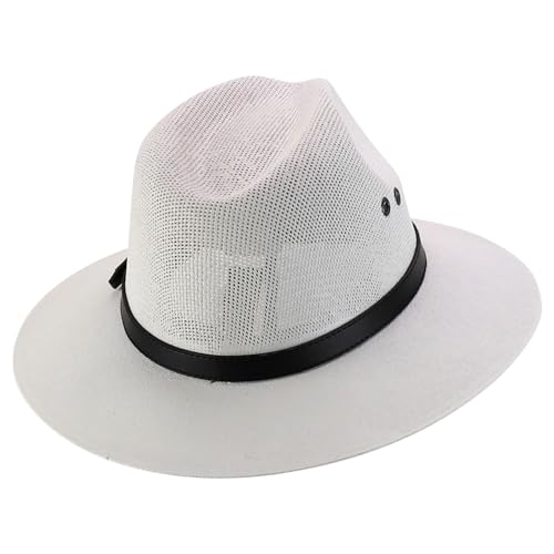 Trendy Apparel Shop Classic Retro Panama Straw Hat with Leather Band