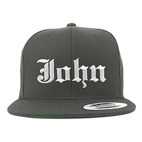 Trendy Apparel Shop John Old English Embroidered Flatbill Snapback