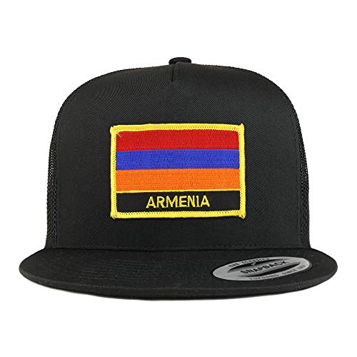 Trendy Apparel Shop Flexfit XXL Armenia Flag 5 Panel Flatbill Trucker Mesh Snapback Cap