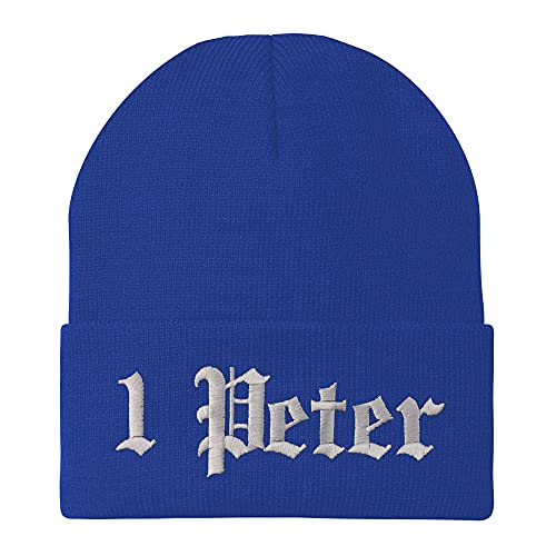 Trendy Apparel Shop 1 Peter Old English Embroidered Long Cuff Beanie