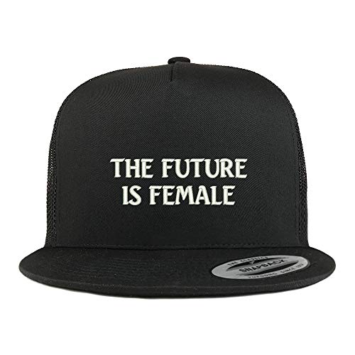 Trendy Apparel Shop Flexfit XXL The Future is Female Embroidered 5 Panel Flatbill Trucker Mesh Cap