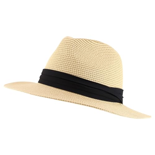 Trendy Apparel Shop Oversize XXL Wide Brim Straw Sun Hat with Chin Strap