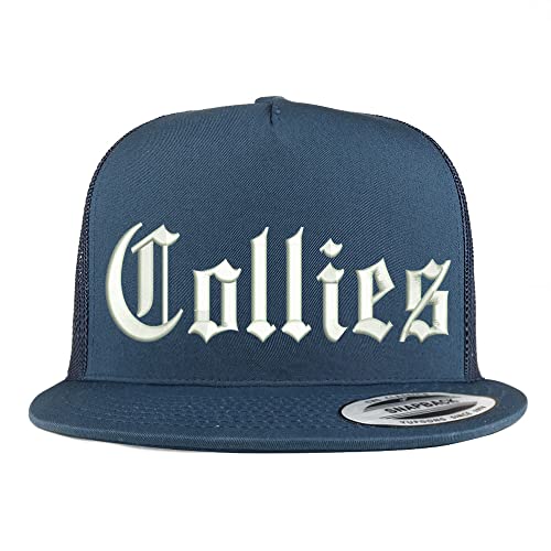 Trendy Apparel Shop Old English Collies 5 Panel Flatbill Trucker Cap