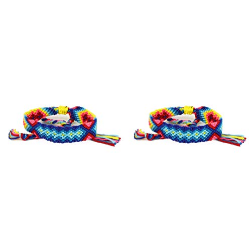 Trendy Apparel Shop Handmade Woven Adjustable Friendship Braided Bracelet 2 Pack