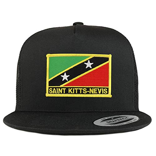Trendy Apparel Shop Flexfit XXL Saint Kitts-Nevis Flag 5 Panel Flatbill Trucker Mesh Cap