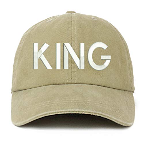 Trendy Apparel Shop XXL King Embroidered Unstructured Washed Pigment Dyed Baseball Cap