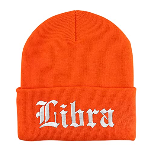 Trendy Apparel Shop Libra Old English Embroidered Long Cuff Beanie