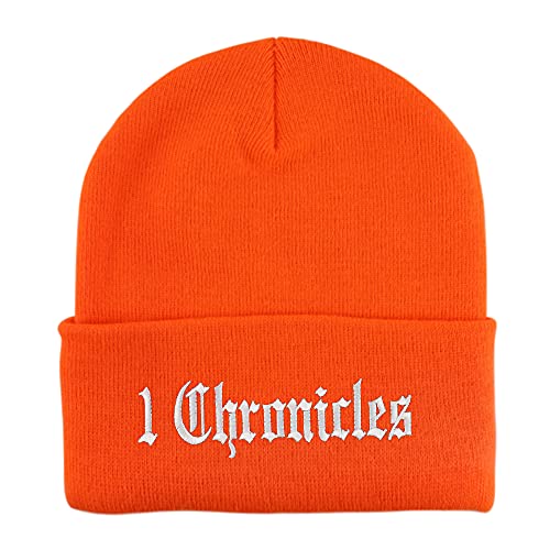 Trendy Apparel Shop 1 Chronicles Old English Embroidered Long Cuff Beanie