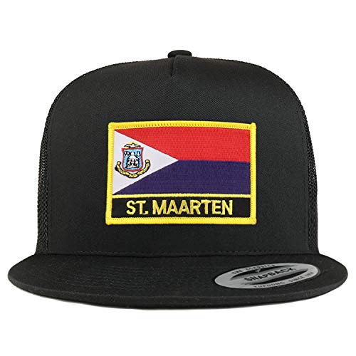 Trendy Apparel Shop Flexfit XXL St. Maarten Flag 5 Panel Flatbill Trucker Mesh Snapback Cap