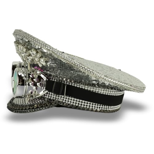 Trendy Apparel Shop Festival Party Sparkly Sequin Rhinestone Captain Hat