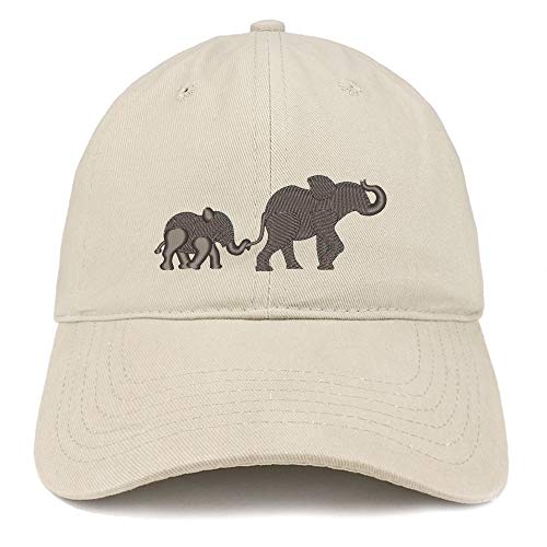 Trendy Apparel Shop Mama and Baby Elephant Embroidered Brushed Cotton Cap