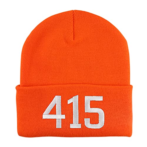 Trendy Apparel Shop 414 San Francisco CA Old English Embroidered Long Cuff Beanie