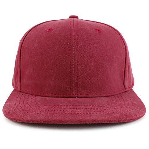 Trendy Apparel Shop Oversized XXL Plain Pigment Dyed Flatbill Snapback Cap