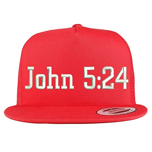 Trendy Apparel Shop John 5:24 5 Panel Flatbill Trucker Cap
