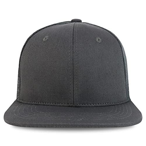 Trendy Apparel Shop Plain Solid Cotton Mesh Flatbill Snapback Cap