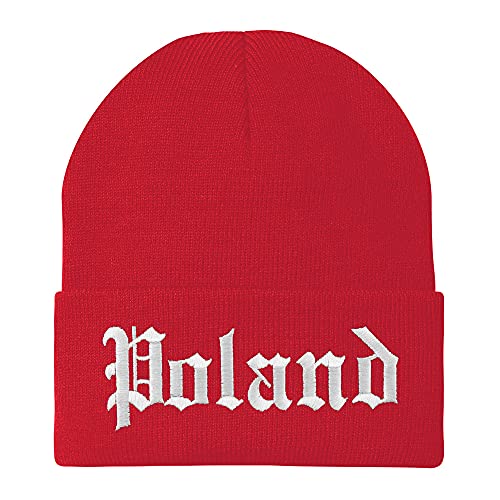 Trendy Apparel Shop Poland Old English Embroidered Long Cuff Beanie