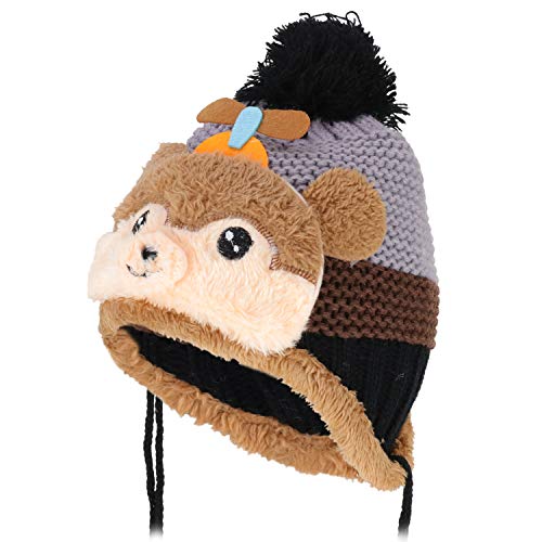 Trendy Apparel Shop Kid's Youth Size Bear Pom Knit Beanie with Tassel