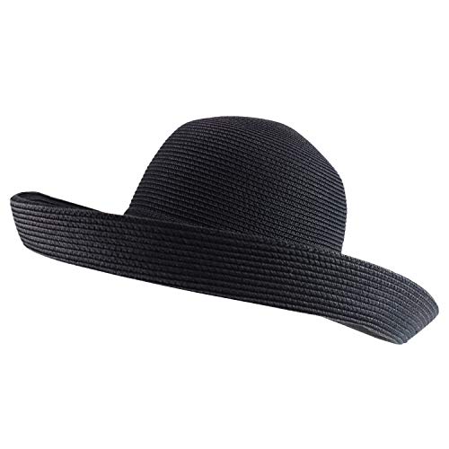 Trendy Apparel Shop Women's UPF 50+ Soft Paper Braid Large Kettle Brim Sun Hat
