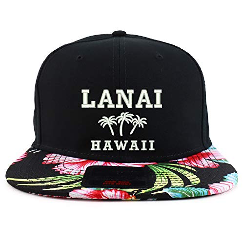 Trendy Apparel Shop Lanai Hawaii Embroidered Floral Flatbill Snapback Cap