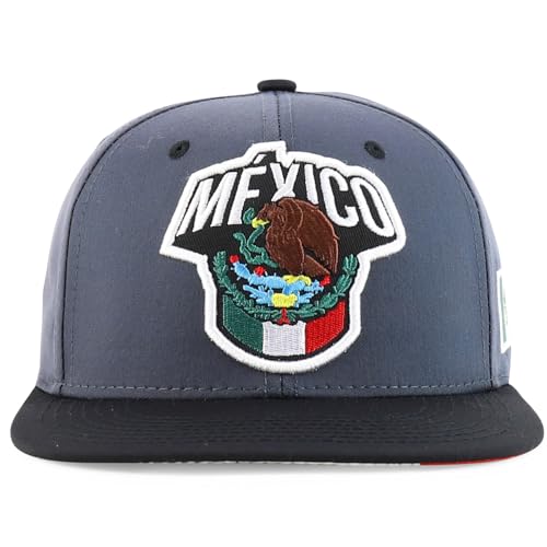 Trendy Apparel Shop 6 Panel Structured Mexico Eagle Flat Bill Snapback Baseball Cap