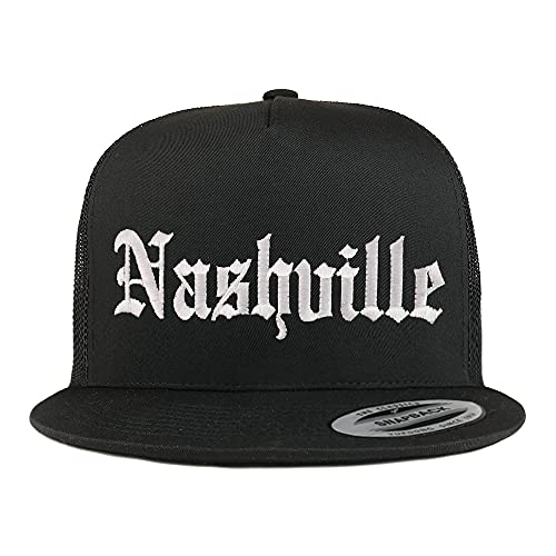 Trendy Apparel Shop Nashville Old English 5 Panel Flatbill Trucker Cap