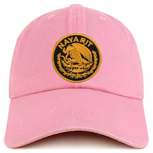 Trendy Apparel Shop Nayarit Mexico Gold Embroidered Patch Pigment Dyed Washed Baseball Cap