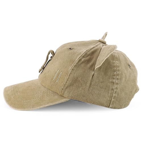 Trendy Apparel Shop Washed Cotton Cat Ear Baseball Cap with Sunglasses Holder