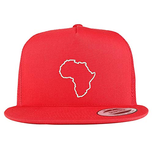 Trendy Apparel Shop Africa Map Outline 5 Panel Flatbill Trucker Mesh Snapback Cap