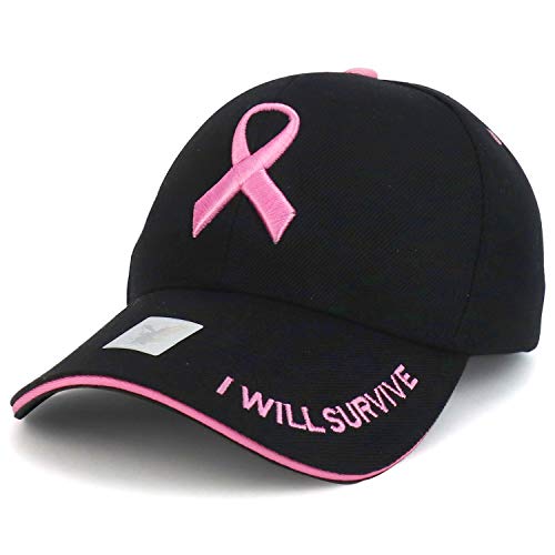 Trendy Apparel Shop Breast Cancer Pink Ribbon Survive Embroidered Baseball Cap