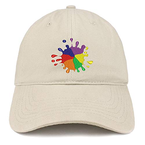 Trendy Apparel Shop Rainbow Color Splash Embroidered Brushed Cotton Cap