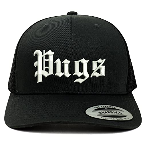 Trendy Apparel Shop Old English Pugs 6 Panel Trucker Mesh Cap