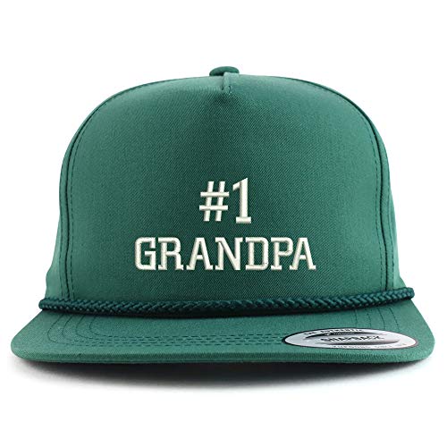 Trendy Apparel Shop Number 1 Grandpa Embroidered 5 Panel Flatbill Braid Snapback Golf Cap