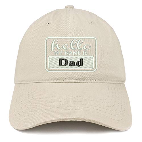 Trendy Apparel Shop Hello My Name is Dad Soft Crown 100% Brushed Cotton Cap