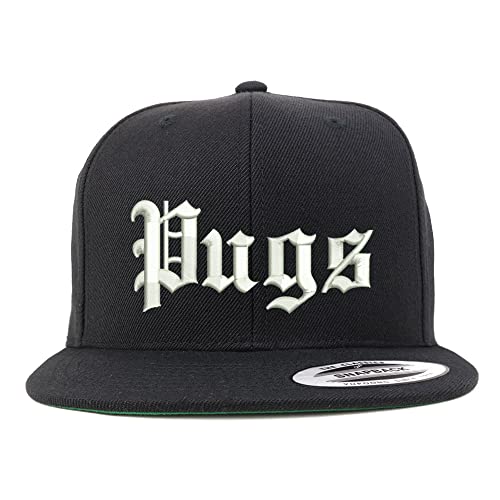 Trendy Apparel Shop Old English Pugs Embroidered Flatbill Snapback