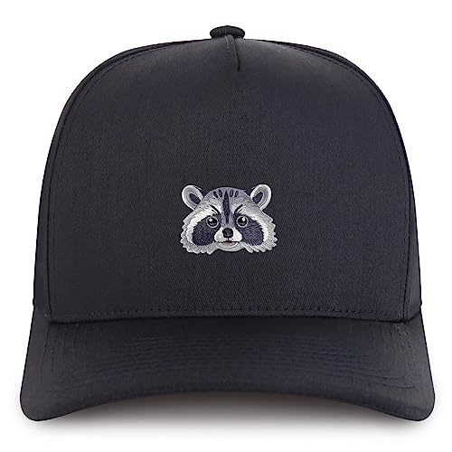 Trendy Apparel Shop Raccoon Embroidered Patch Structured 5 Panel Pro Style Baseball Cap