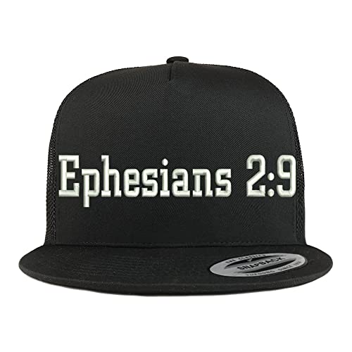Trendy Apparel Shop Ephesians 2:9 5 Panel Flatbill Trucker Cap