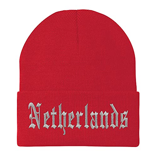 Trendy Apparel Shop Netherlands Old English Embroidered Long Cuff Beanie