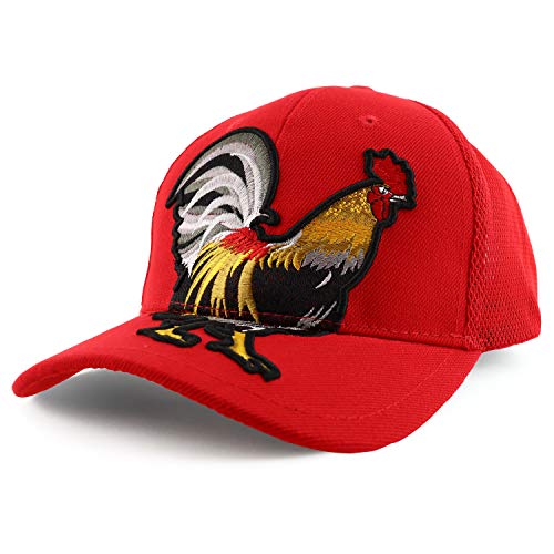 Trendy Apparel Shop Cock Rooster Embroidered Structured Trucker Mesh Cap
