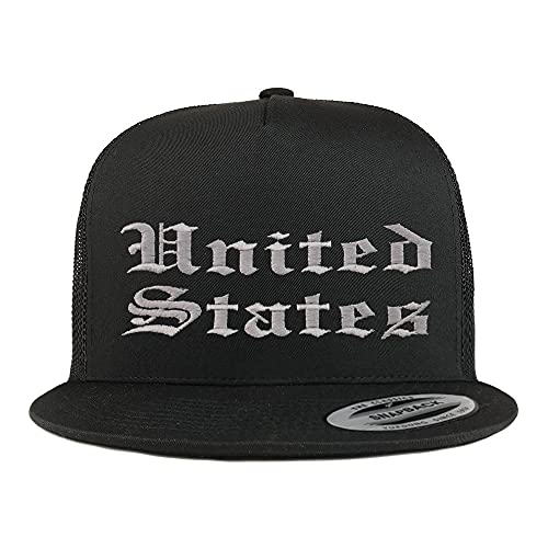 Trendy Apparel Shop United States Old English 5 Panel Flatbill Trucker Cap