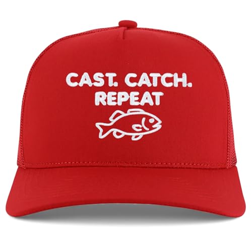 Trendy Apparel Shop Cast Catch Repeat Embroidered 5 Panel Snapback Trucker Cap