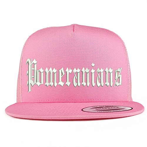 Trendy Apparel Shop Old English Pomeranians 5 Panel Flatbill Trucker Cap