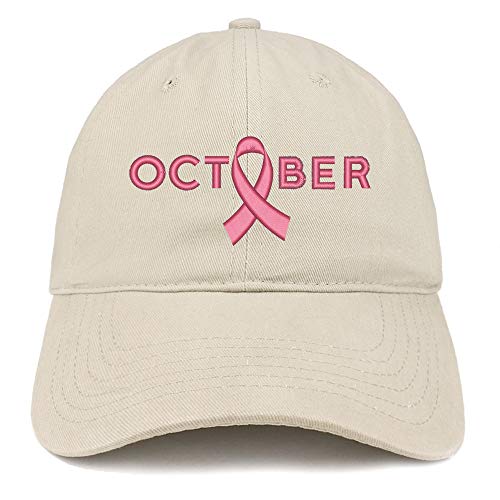 Trendy Apparel Shop Breast Cancer October Embroidered Soft Brushed Cotton Cap