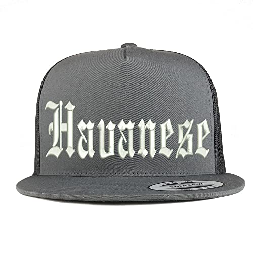 Trendy Apparel Shop Old English Havanese 5 Panel Flatbill Trucker Cap
