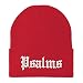 Trendy Apparel Shop Psalms Old English Embroidered Long Cuff Beanie