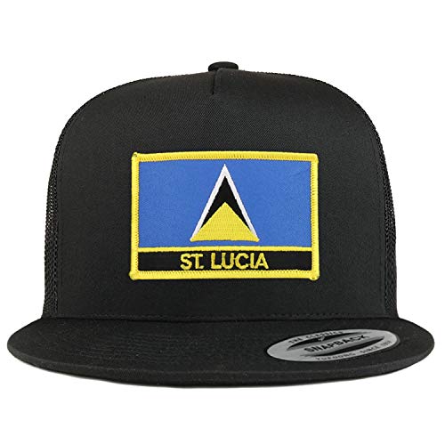 Trendy Apparel Shop Flexfit XXL St. Lucia Flag 5 Panel Flatbill Trucker Mesh Snapback Cap