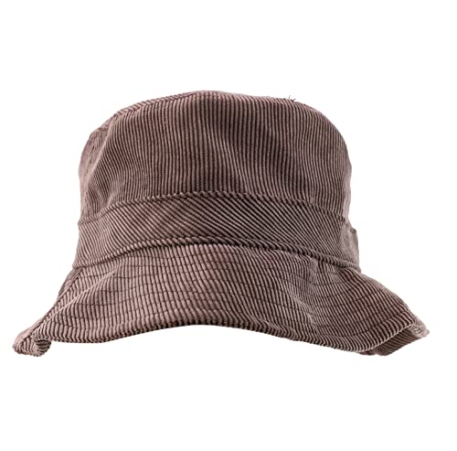 Trendy Apparel Shop Winter Warm Plain Down Brim Corduroy Bucket Hat
