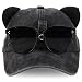 Trendy Apparel Shop Washed Cotton Cat Ear Baseball Cap with Sunglasses Holder